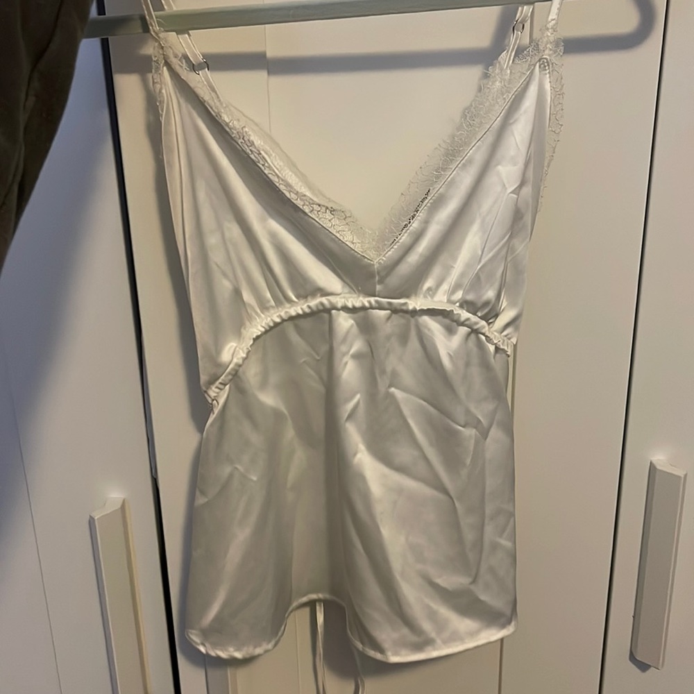 NEW with tags, white lace satin camisole
